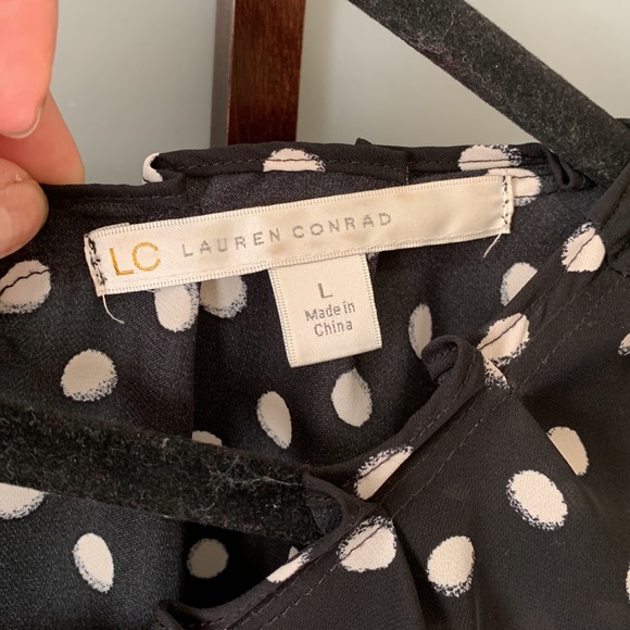 Black sheer blouse with polka dots - Picture 3 of 4